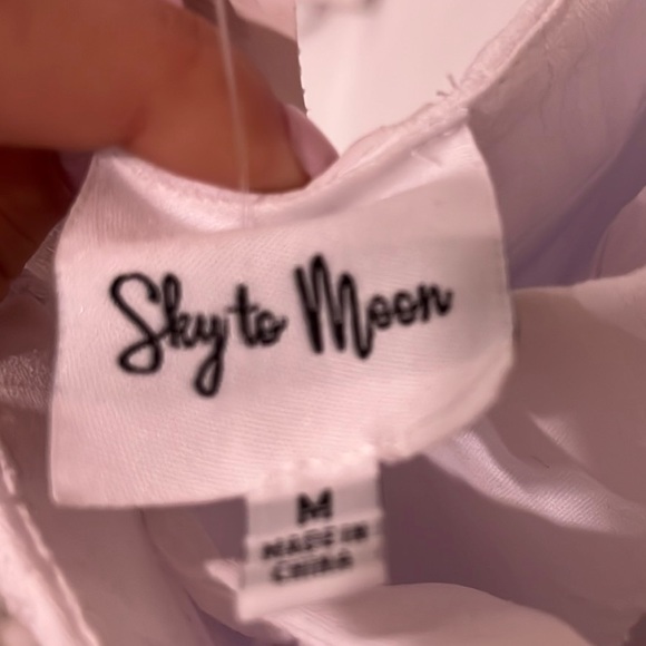 Sky To Moon White Strapless Linen Corset Mini Dress Size Medium - Picture 5 of 6